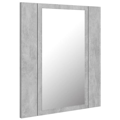 Armoire de salle de bain à miroir LED Gris béton Acrylique