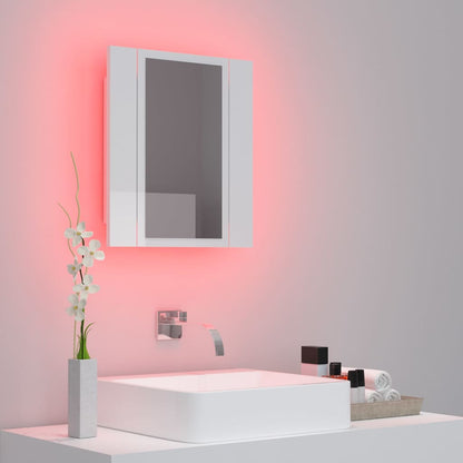 Armoire à miroir de bain à LED Blanc brillant Acrylique