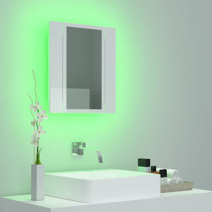 Armoire à miroir de bain à LED Blanc brillant Acrylique