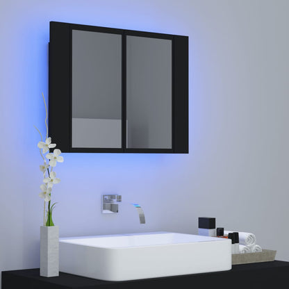 Armoire à miroir de salle de bain LED Noir 60x12x45 Acrylique