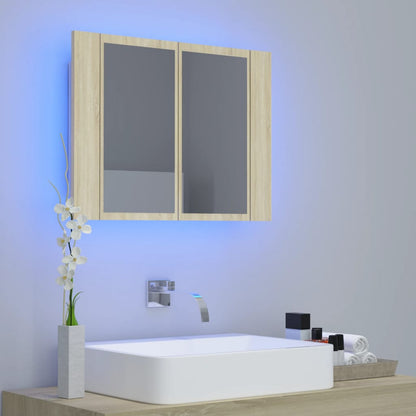 Armoire à miroir à LED de bain Chêne sonoma 60x12x45 Acrylique