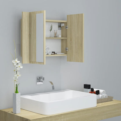 Armoire à miroir à LED de bain Chêne sonoma 60x12x45 Acrylique