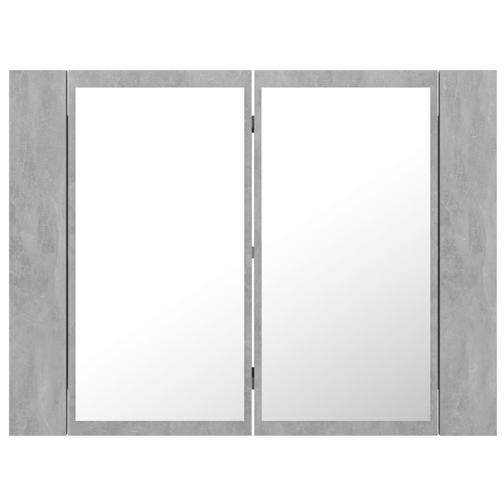 Armoire de salle de bain à miroir LED Gris béton Acrylique