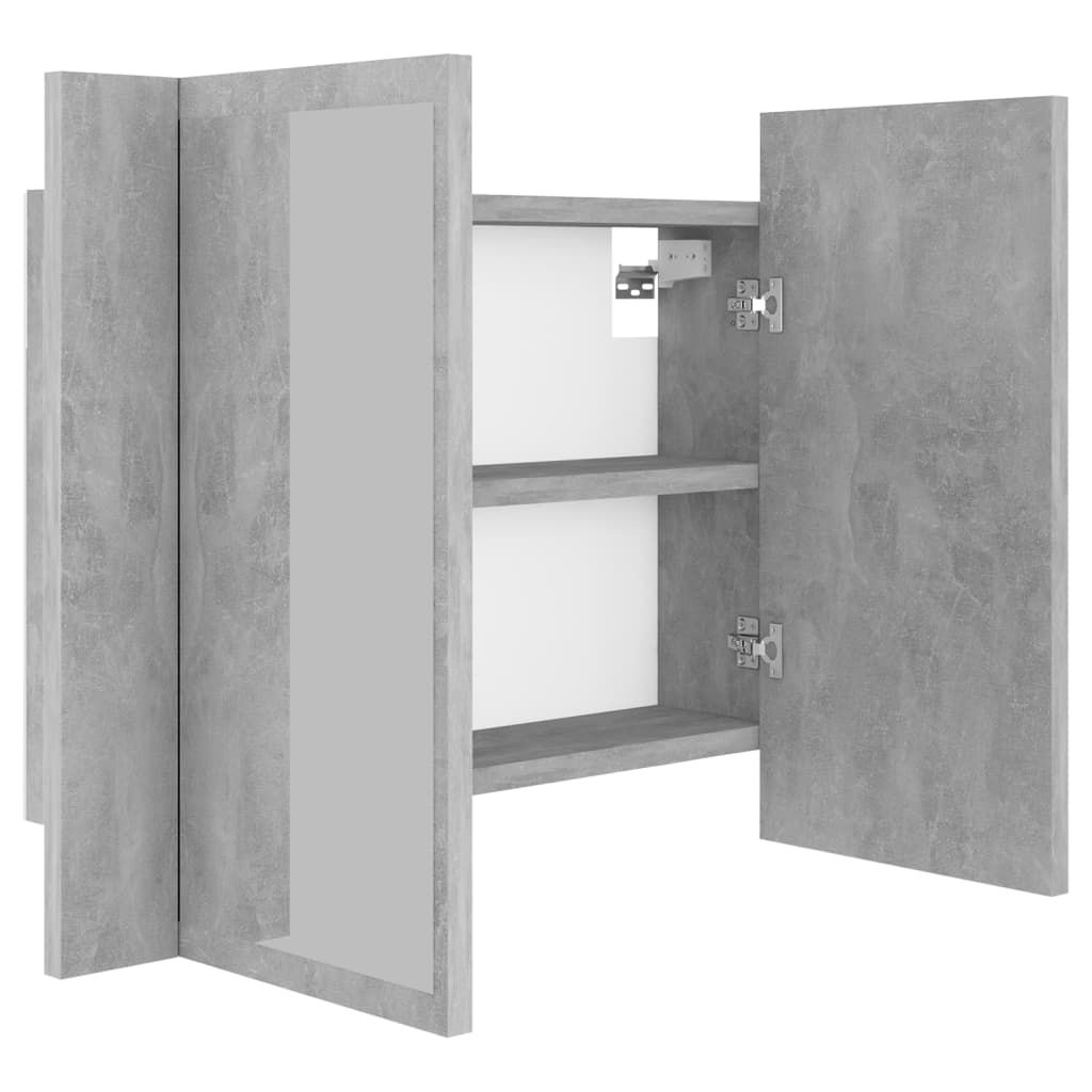 Armoire de salle de bain à miroir LED Gris béton Acrylique