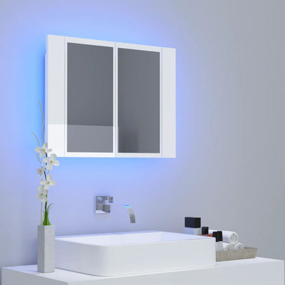 Armoire à miroir de bain à LED Blanc brillant Acrylique