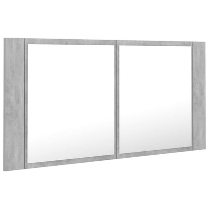 Armoire de salle de bain à miroir LED Gris béton Acrylique