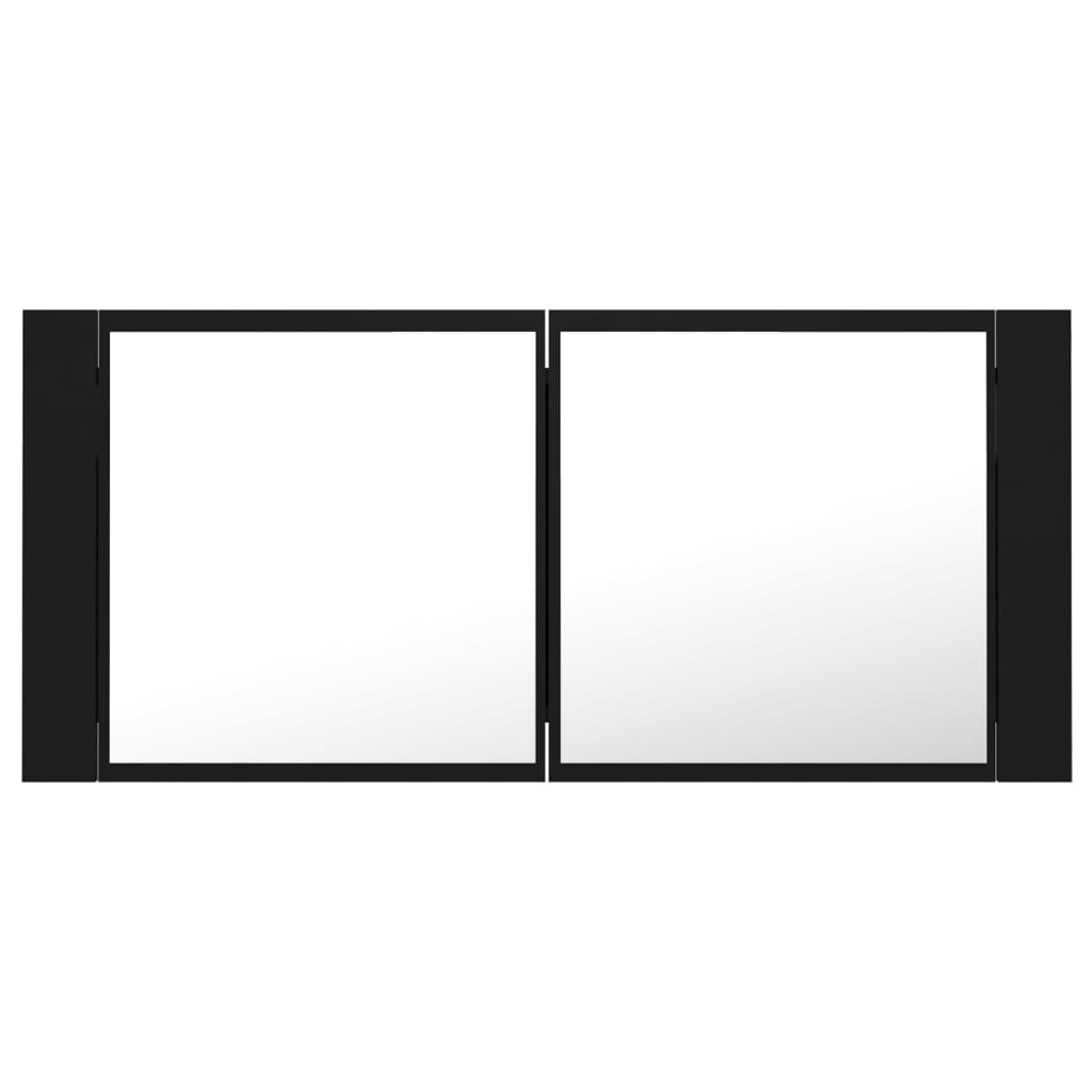 Armoire à miroir de salle de bain LED Noir 100x12x45 Acrylique