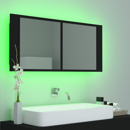 Armoire à miroir de salle de bain LED Noir 100x12x45 Acrylique