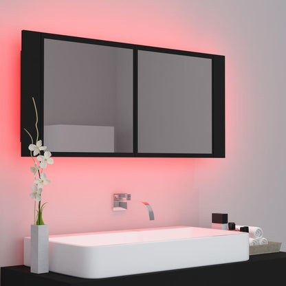 Armoire à miroir de salle de bain LED Noir 100x12x45 Acrylique