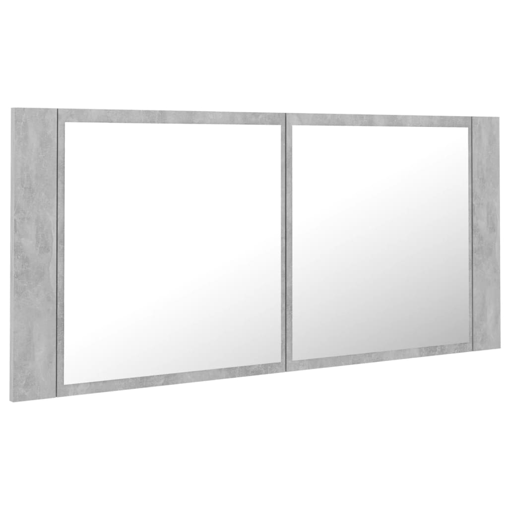 Armoire de salle de bain à miroir LED Gris béton Acrylique