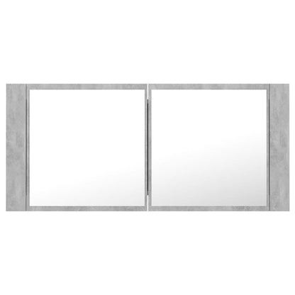 Armoire de salle de bain à miroir LED Gris béton Acrylique