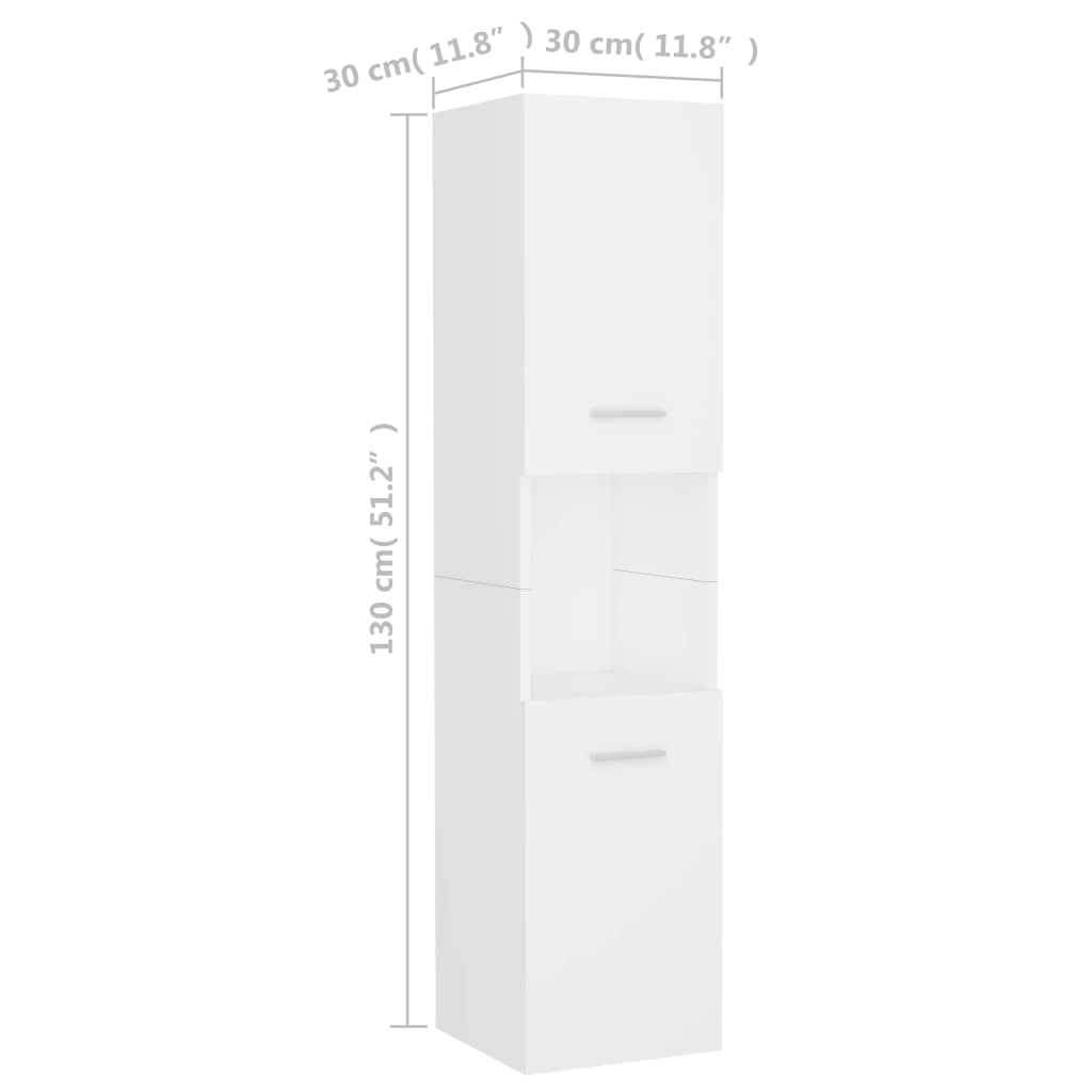 Armoire de salle de bain Blanc 30x30x130 cm Bois d’ingénierie