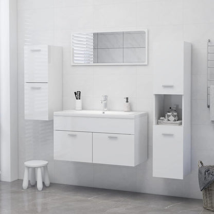 Armoire de salle de bain Blanc brillant Bois d'ingénierie