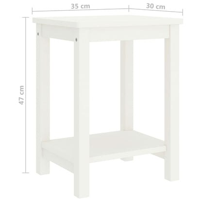 Table de chevet blanc 35x30x47 cm bois de pin massif