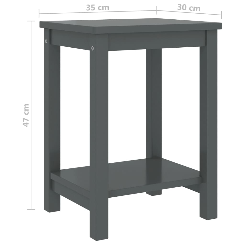 Table de chevet gris foncé 35x30x47 cm bois de pin massif