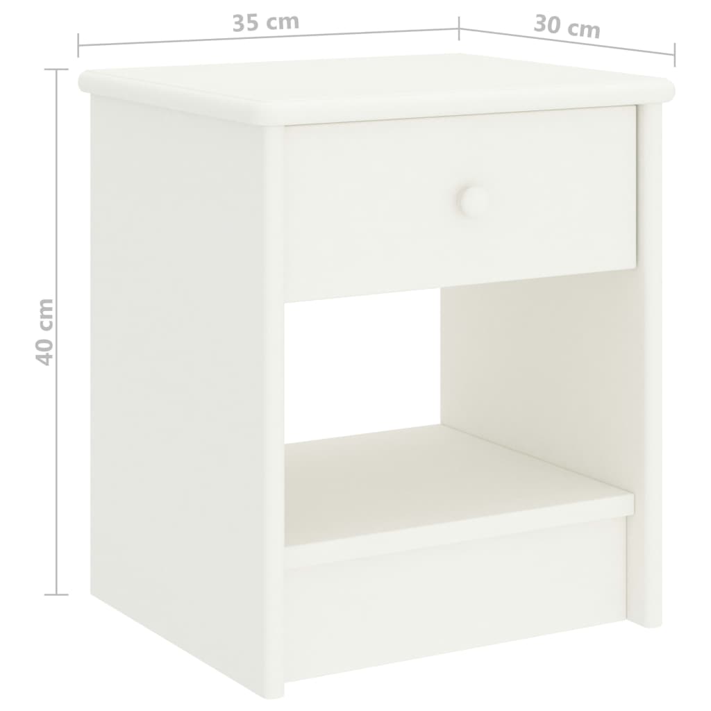 Table de chevet Blanc 35x30x40 cm Bois de pin massif