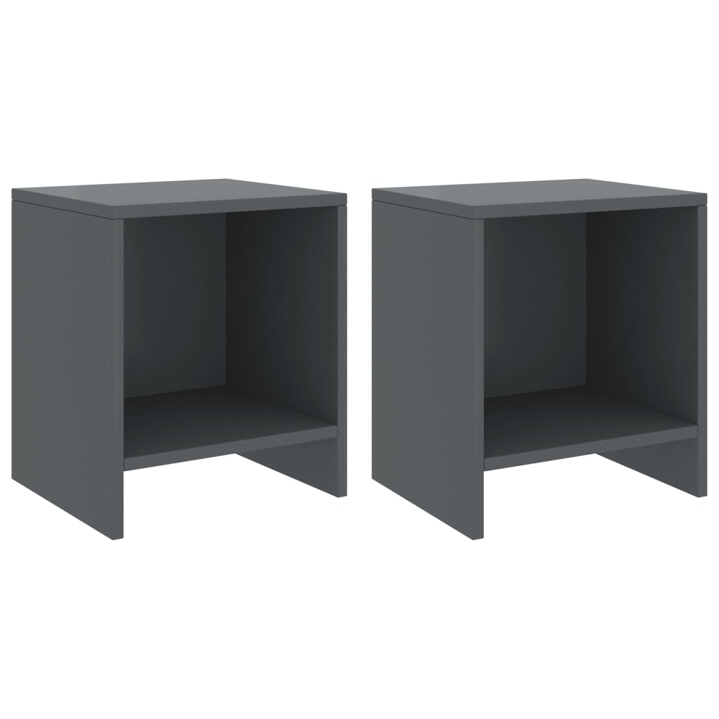 Tables de chevet 2 pcs Gris foncé 35x30x40cm Bois de pin massif