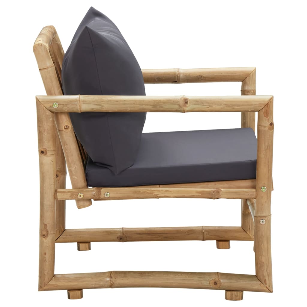 Chaises de jardin avec coussins lot de 2 Bambou