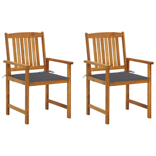 Chaises de jardin avec coussins lot de 2 Bois d'acacia massif