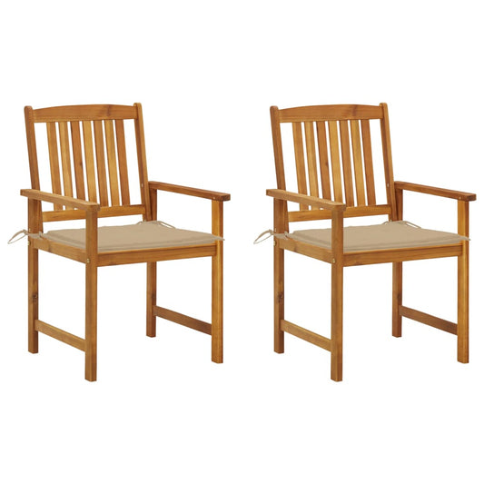 Chaises de jardin avec coussins lot de 2 Bois d'acacia massif