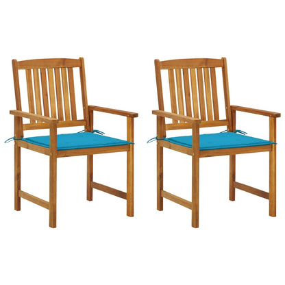 Chaises de jardin avec coussins lot de 2 Bois d'acacia massif