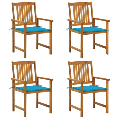 Chaises de jardin avec coussins lot de 4 Bois d'acacia massif