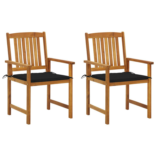 Chaises de jardin avec coussins lot de 2 Bois d'acacia massif