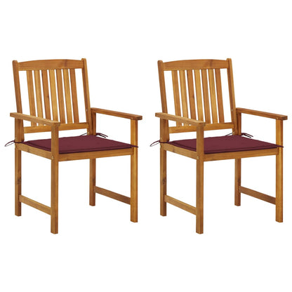 Chaises de jardin avec coussins lot de 2 Bois d'acacia massif