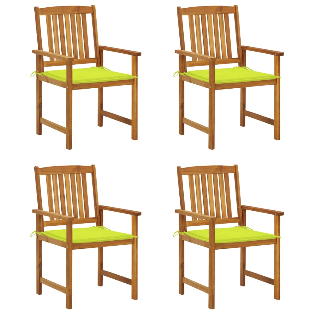 Chaises de jardin avec coussins lot de 4 Bois d'acacia massif