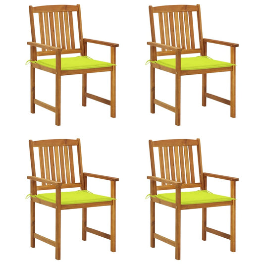 Chaises de jardin avec coussins lot de 4 Bois d'acacia massif