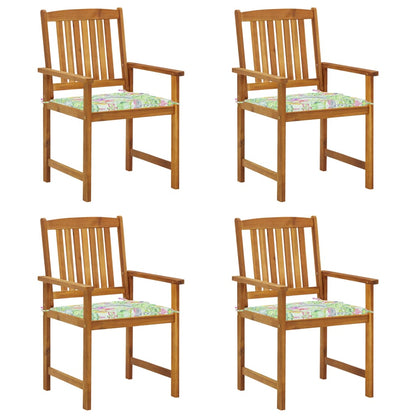 Chaises de jardin avec coussins lot de 4 Bois d'acacia massif