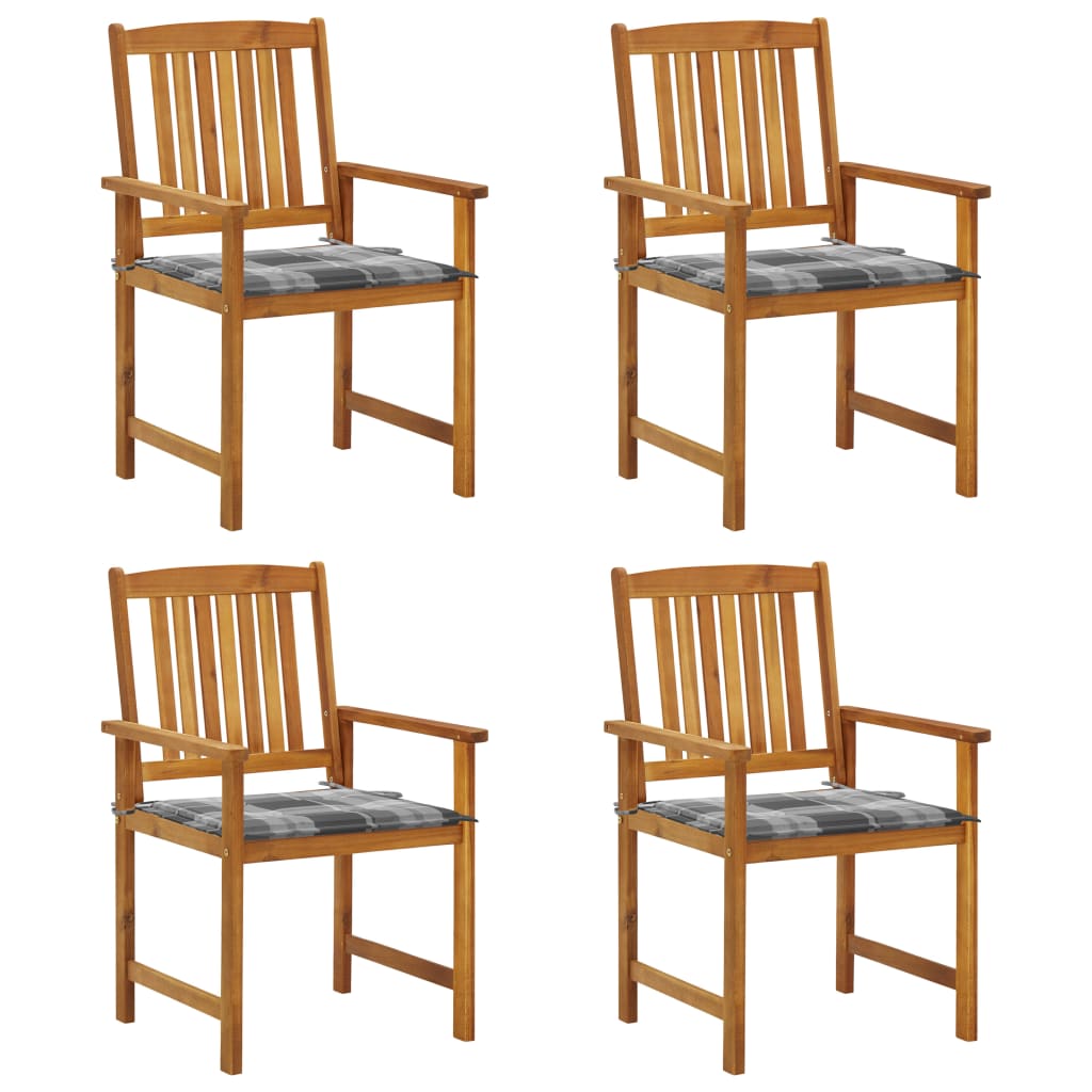 Chaises de jardin avec coussins lot de 4 Bois d'acacia massif