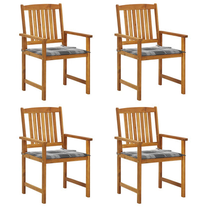 Chaises de jardin avec coussins lot de 4 Bois d'acacia massif