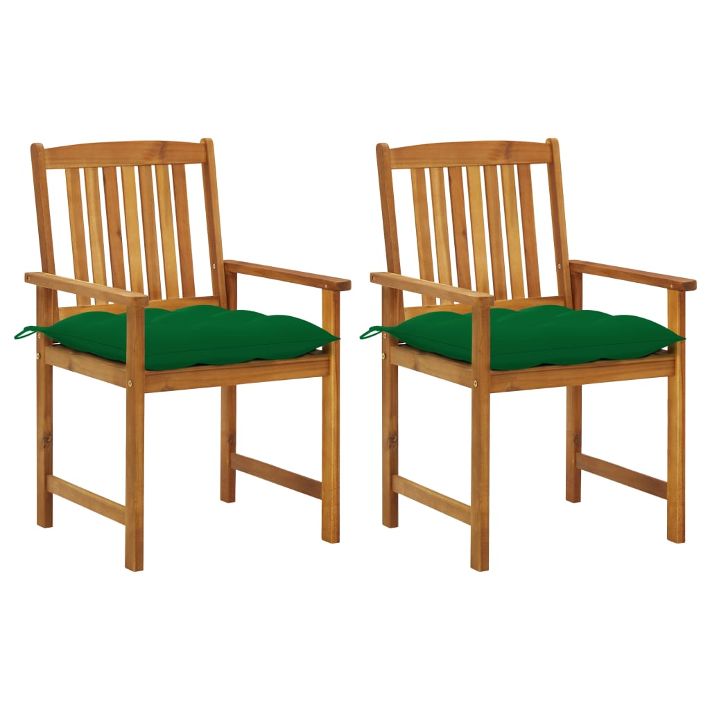 Chaises de jardin avec coussins lot de 2 Bois d'acacia massif