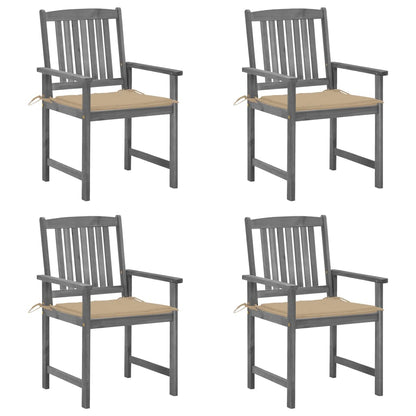 Chaises de jardin et coussins lot de 4 Gris Bois acacia massif