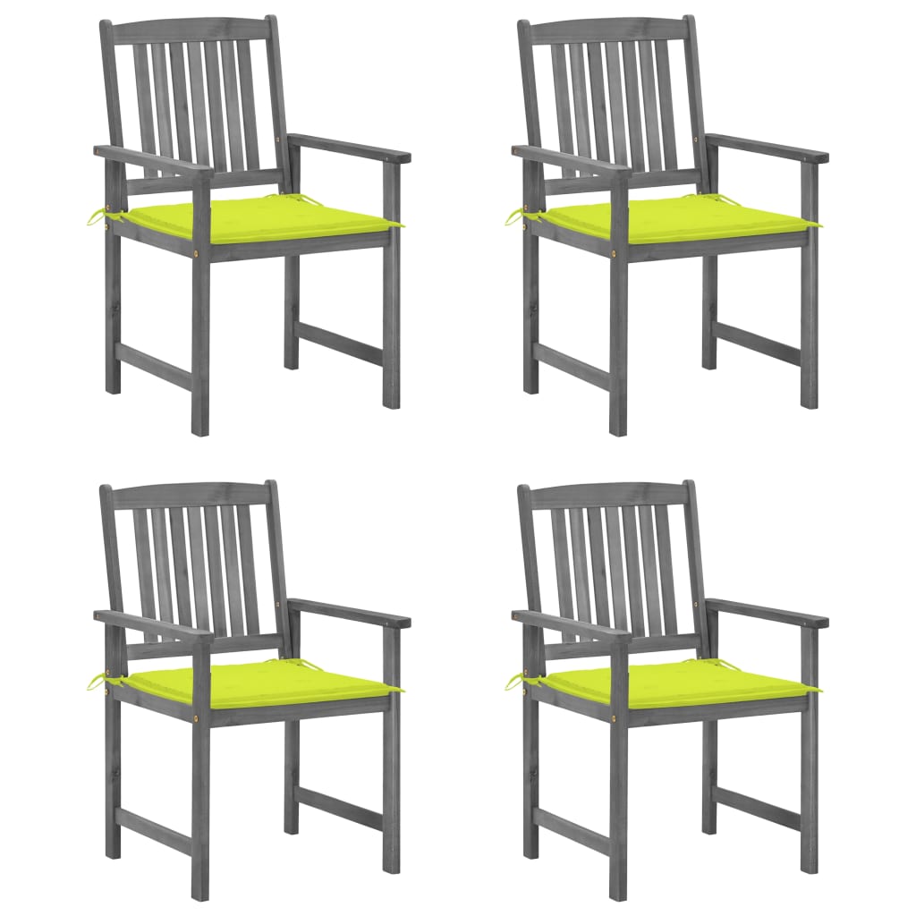 Chaises de jardin et coussins lot de 4 Gris Bois acacia massif