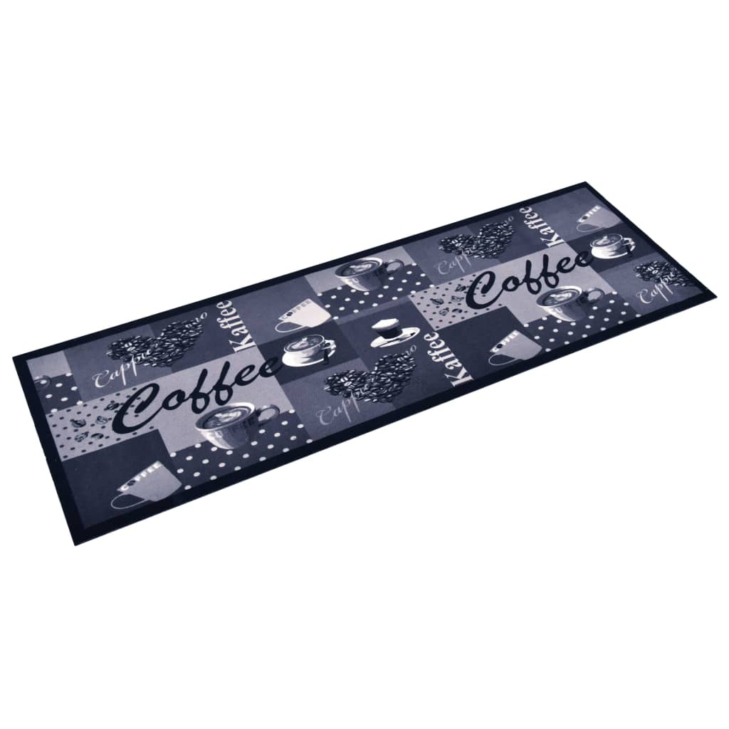 Tapis de sol de cuisine lavable Bleu café 45x150 cm