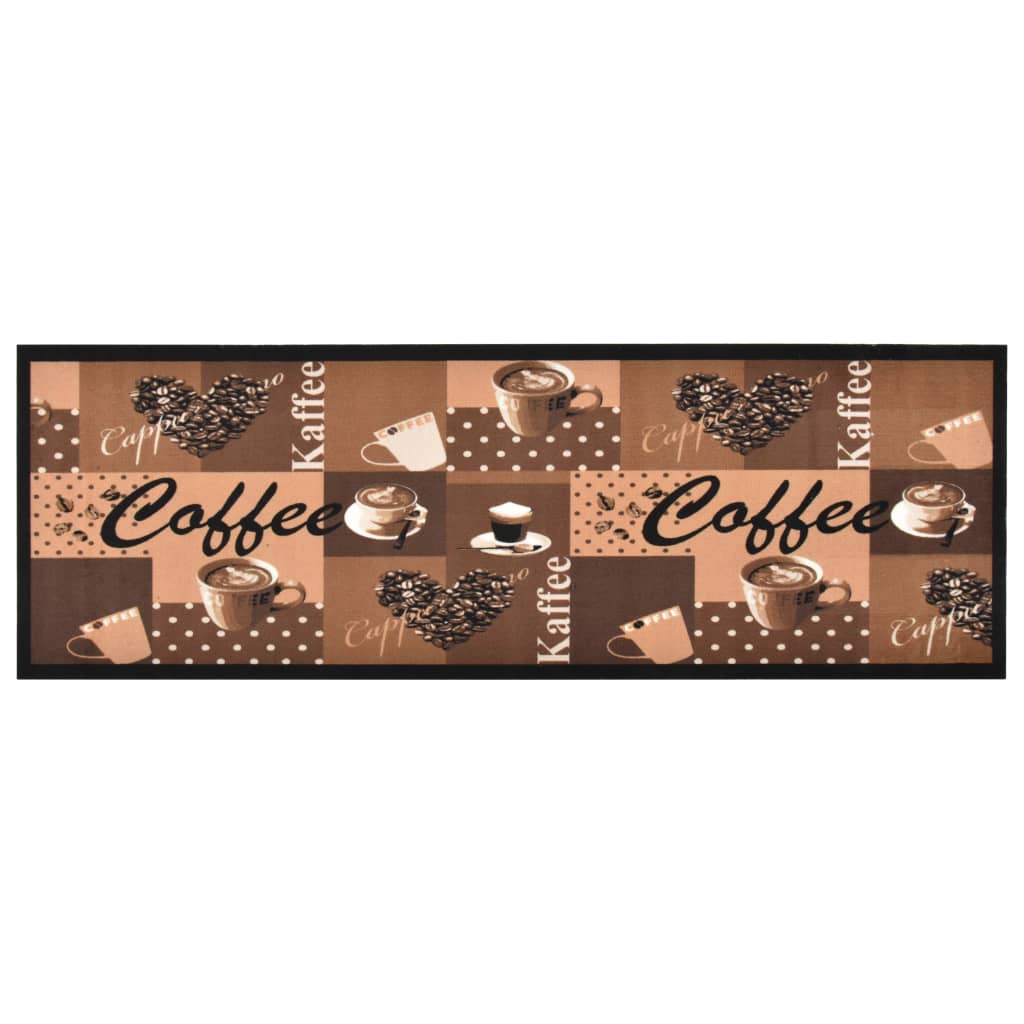 Tapis de sol de cuisine lavable Marron café 45x150 cm