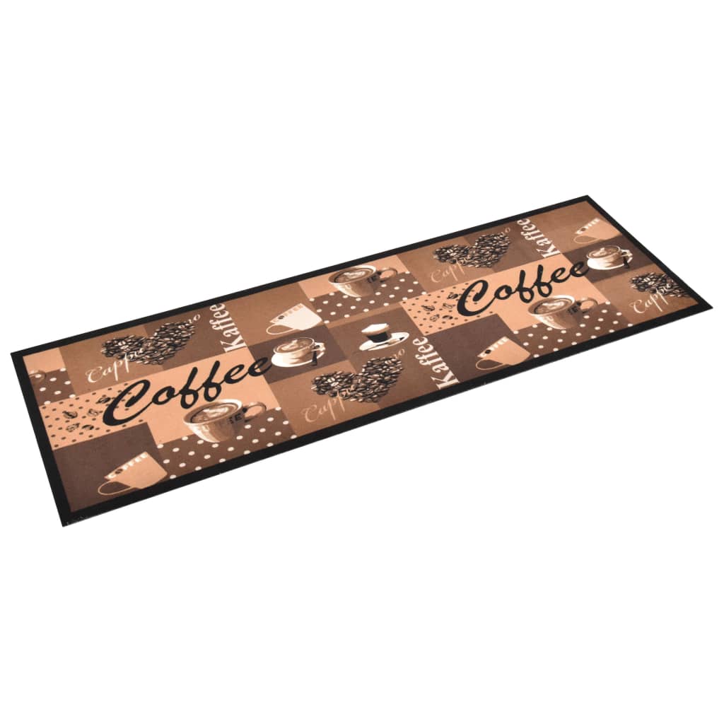 Tapis de sol de cuisine lavable Marron café 45x150 cm