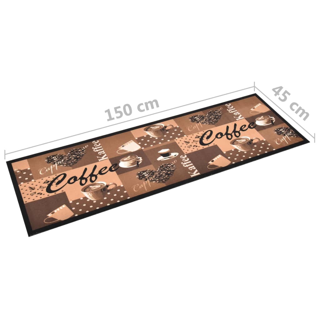 Tapis de sol de cuisine lavable Marron café 45x150 cm