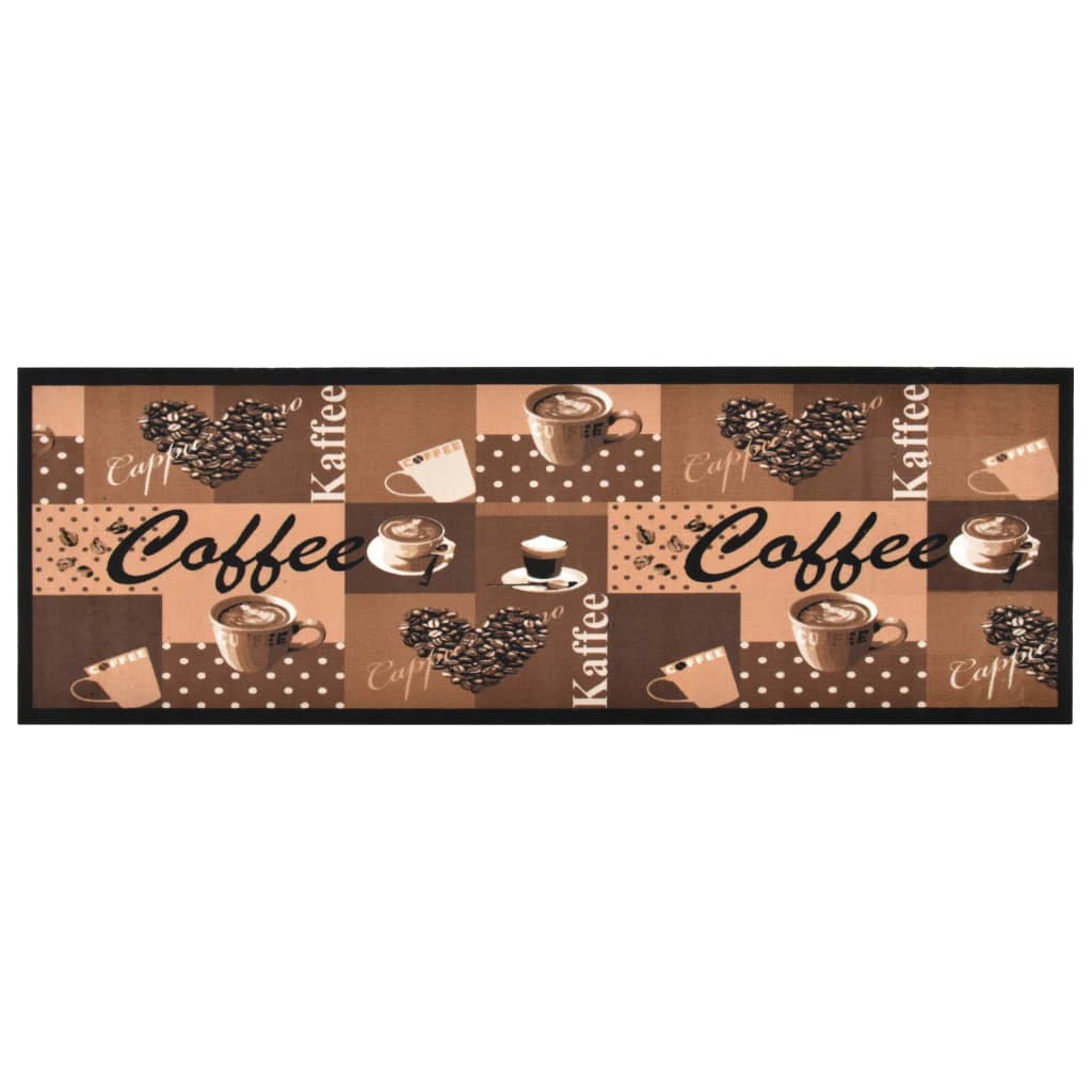 Tapis de cuisine lavable Marron café 60x180 cm