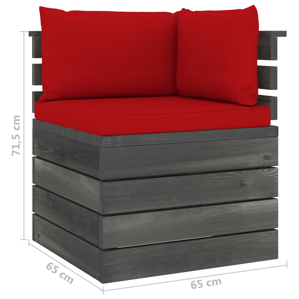 Canapé d'angle palette de jardin avec coussin Bois de pin