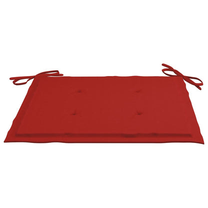 Chaises de jardin lot de 2 et coussins rouge Bois teck massif