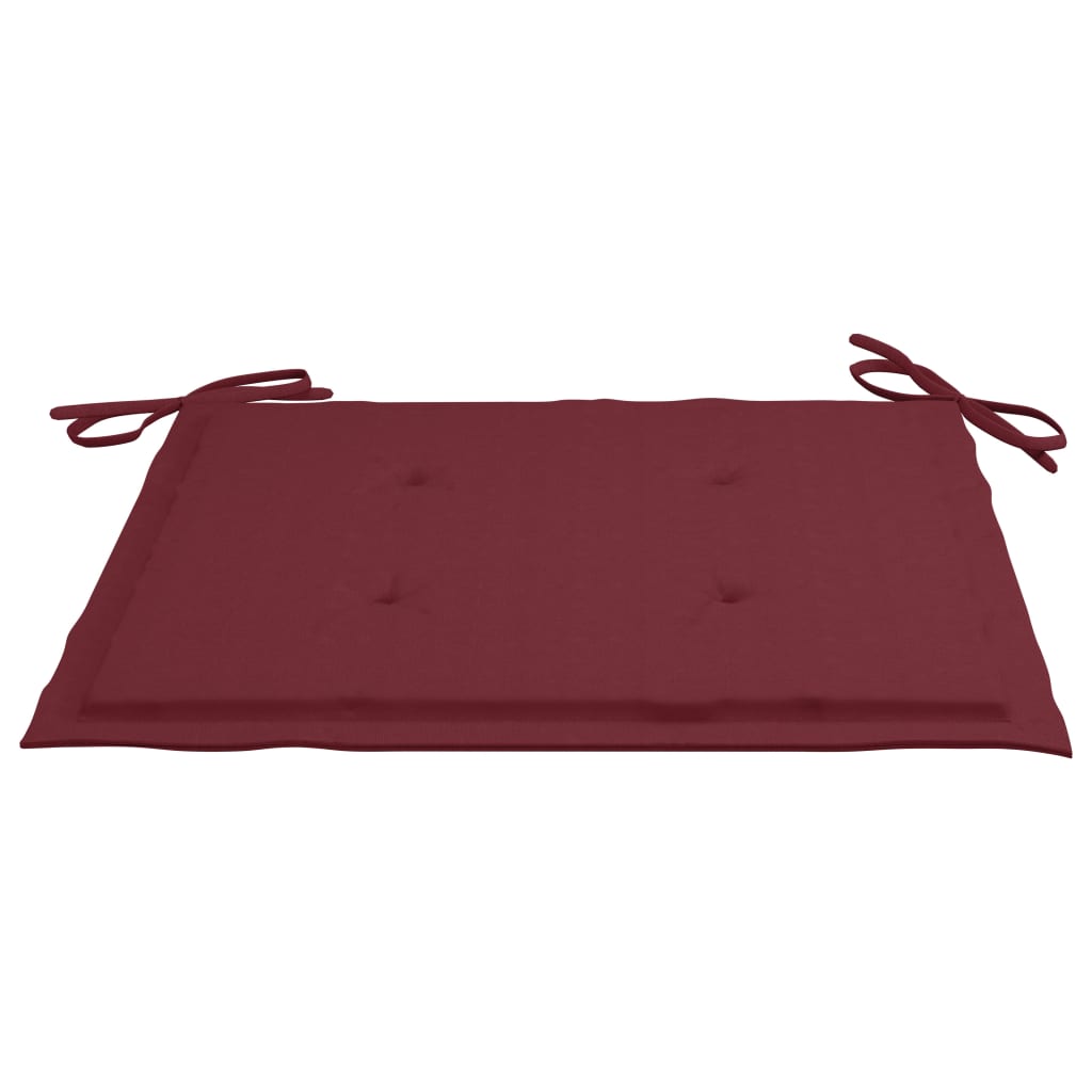 Chaises de jardin lot de 2 coussins rouge bordeaux Teck massif