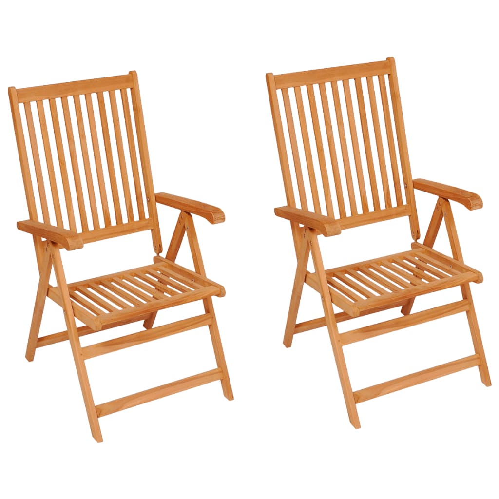 Chaises de jardin lot de 2 et coussins anthracite Bois de teck