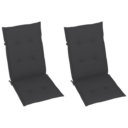 Chaises de jardin lot de 2 et coussins anthracite Bois de teck