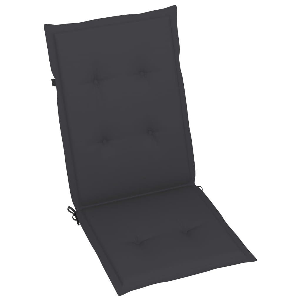 Chaises de jardin lot de 2 et coussins anthracite Bois de teck