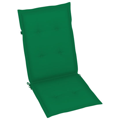 Chaises de jardin lot de 2 et coussins vert Bois de teck massif