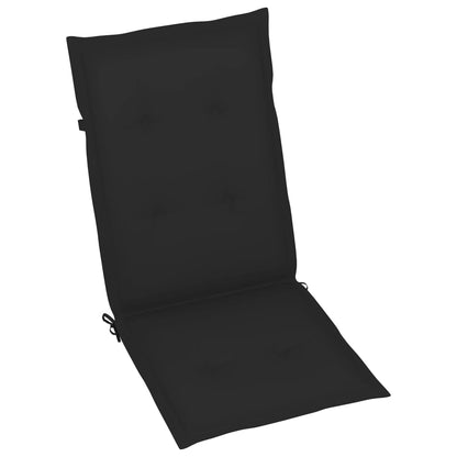 Chaises de jardin lot de 2 et coussins noir Bois de teck massif