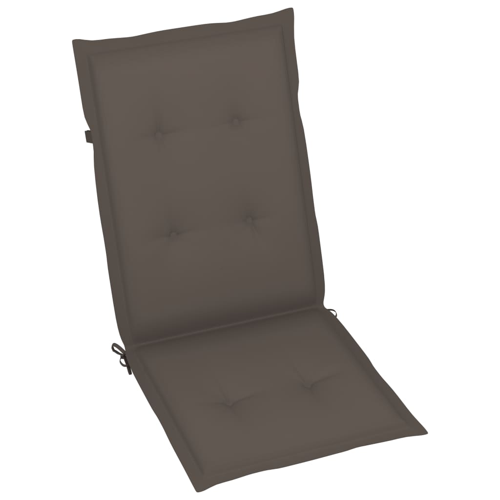 Chaises de jardin lot de 2 et coussins taupe Bois teck massif